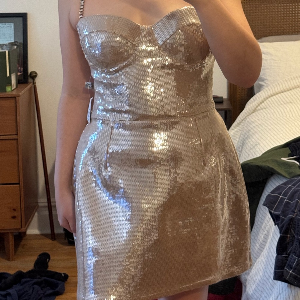 NADINE MERABI Leyton Champagne Dress